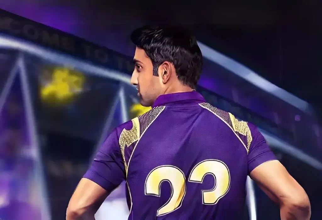 Gautam Gambhir showing his IPL jersey number 23 from back side