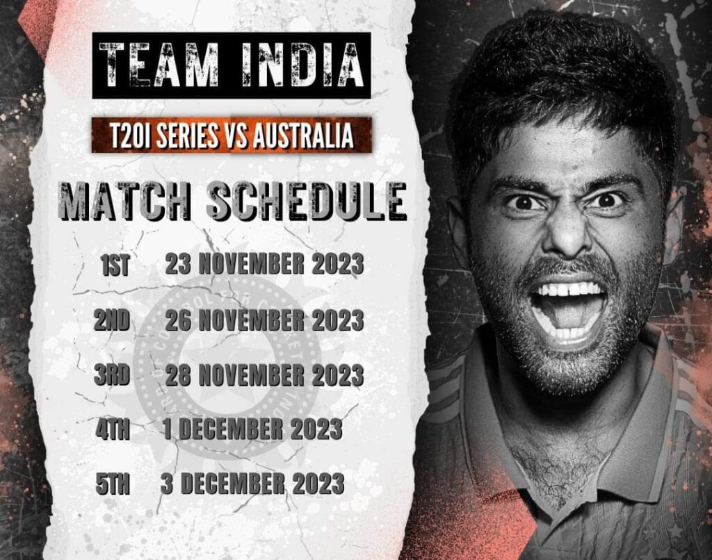 India vs Australia T20 Matches Schedule