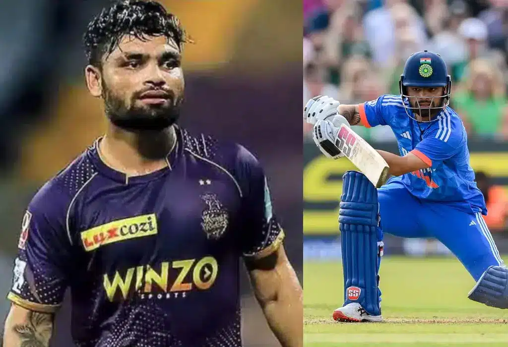 Rinku Singh in the left wearing IPL uniform and on the right side wearing official uniform for international cricket