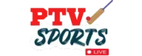 A logo with cricket bat an bowl in red and black color PTV written in red and Sports written in black Live written in white with red background